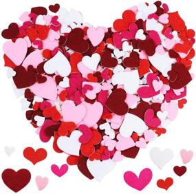 img 4 attached to ❤️ Supla 465 Pcs 5 Color 5 Style Heart Felt Stickers: Decorative Heart Shaped Embellishments for Kids Gift Wrap and Scrapbooking