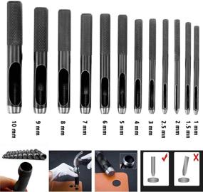 img 4 attached to 🔳 12Pcs Leather Craft Punch Tool Set - Round Hollow Hole Punch Cutter Tool for Watch Bands, Belts, Canvas, Paper, Plastics (1mm to 10mm) - Pack of 12