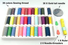 img 1 attached to 🧵 Maydahui Sewing Thread Assorted Spools 39 Color Kit for Sewing Machine Polyester 402 (200 Yards Each) with Bonus 30PCS Sewing Needles, 1PC Soft Measuring Tape, and 2PCS Needle-threaders (Pack of 72)