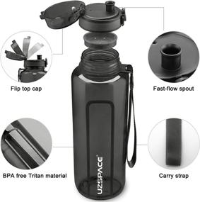 img 3 attached to 💧 UZSPACE 50oz Large Capacity Sports Water Bottle - Leakproof, Portable Strap, BPA Free Tritan