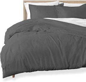 img 4 attached to Full/Queen Flannel Duvet Cover - Soft 100% Cotton, Luxury Heavyweight Premium Flannel, Double Brushed - Includes Sham Pillow Covers (Full/Queen, Grey)