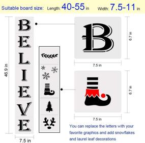 img 1 attached to 12PCS Reusable Believe Stencils for Wood Painting - Merry Christmas Believe Porch Sign Stencil for Holiday Décor, Create Your Own Farmhouse Wood Sign