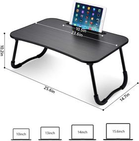 img 2 attached to 📚 Multifunctional Black Lap Desk: Foldable Stand, Tablet Slot, Ideal for Writing, Movies & Breakfast in Bed