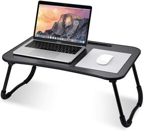 img 4 attached to 📚 Multifunctional Black Lap Desk: Foldable Stand, Tablet Slot, Ideal for Writing, Movies & Breakfast in Bed