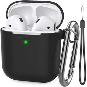 img 4 attached to Чехол для AirPods AhaStyle с ремешком на руку - силиконовый защитный чехол для Apple AirPods 2 и 1 - совместим с мужчинами, женщинами и девушками (черный)