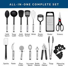 img 3 attached to Ultimate 25pc Home Hero Kitchen Utensil Set - Nylon & Stainless Steel Cooking Tools - Non-Stick Spatula Included - Complete Cookware & Gadgets Set (25 Piece, Black)