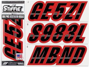 img 4 attached to 🚤 High-Quality Stiffie Techtron Black/Red 3" Alpha-Numeric Registration Identification Numbers Stickers Decals for Boats & Personal Watercraft