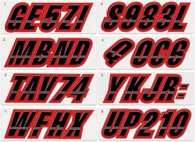 img 2 attached to 🚤 High-Quality Stiffie Techtron Black/Red 3" Alpha-Numeric Registration Identification Numbers Stickers Decals for Boats & Personal Watercraft