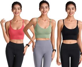 img 3 attached to 🏋️ Evercute Cross Back Padded Strappy Sport Bras: A Stylish and Supportive Choice for Yoga, Workout, and Low Impact Fitness Routines