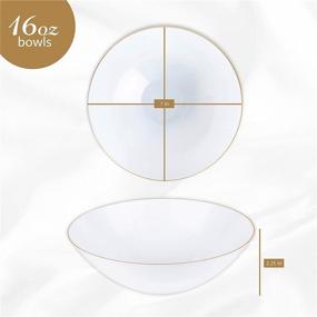 img 2 attached to 🌸 Premium White Plastic Floral Party Soup Bowls with Gold Rim – 16 oz, 20 Count & Elegant Disposable Tableware Dishes