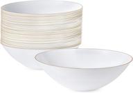 🌸 premium white plastic floral party soup bowls with gold rim – 16 oz, 20 count & elegant disposable tableware dishes logo