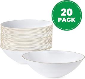 img 3 attached to 🌸 Premium White Plastic Floral Party Soup Bowls with Gold Rim – 16 oz, 20 Count & Elegant Disposable Tableware Dishes