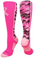 🎗️ pink ribbon breast cancer awareness camo over the calf socks: stylish support for a great cause - available in multiple colors! logo