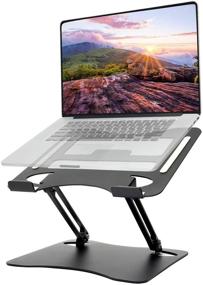 img 4 attached to New-Black Laptop Stand Holder: Ergonomic Adjustable Stand for Desk, Portable Riser Compatible with 10-15.6 Inch Laptops