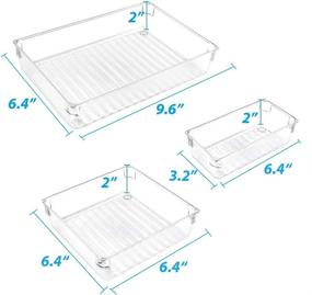 img 3 attached to Mebbay 8Pcs Desk Drawer Organizer Trays Set: Clear Plastic Vanity Storage for Bathroom Bedroom Office Kitchen