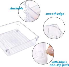 img 2 attached to Mebbay 8Pcs Desk Drawer Organizer Trays Set: Clear Plastic Vanity Storage for Bathroom Bedroom Office Kitchen