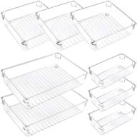 mebbay 8pcs desk drawer organizer trays set: clear plastic vanity storage for bathroom bedroom office kitchen логотип