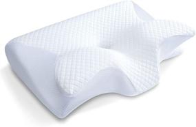 img 4 attached to 🌙 HOMCA Memory Foam Cervical Pillow: 2-in-1 Ergonomic Contour Orthopedic Pillow for Neck Pain Relief, Contoured Support Pillows for Side, Back, and Stomach Sleepers (White)