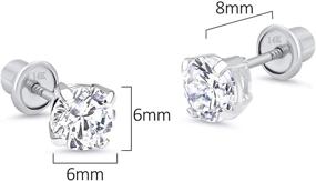 img 3 attached to Basket Solitaire Zirconia Children Earrings Girls' Jewelry