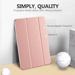 img 3 attached to MoKo iPad 10.2 Case: Slim Stand Hard Back Shell Smart Cover Case for iPad 9th/8th/7th Generation, Rose Gold