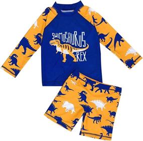 img 4 attached to 🦖 Boys' Dinosaur Swimwear: 2-Piece Toddler Swimming Clothing Set