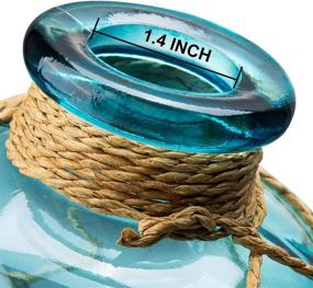 img 1 attached to 💎 Diamond Star Rustic Glass Bottle Vase Decorative Blue Flower Vase with Creative Rope Net (Small) - Add Charm to Any Space!