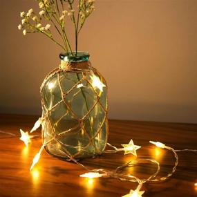 img 3 attached to 💎 Diamond Star Rustic Glass Bottle Vase Decorative Blue Flower Vase with Creative Rope Net (Small) - Add Charm to Any Space!