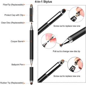 img 2 attached to 🖊️ Penyeah 4 in 1 Disc Stylus Pen for Touch Screens - Universal High Precision Stylus, Compatible with Tablets, iPhone, iPad, Laptops - Includes 4 Replacement Tips - Black