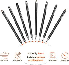 img 1 attached to 🖊️ Penyeah 4 in 1 Disc Stylus Pen for Touch Screens - Universal High Precision Stylus, Compatible with Tablets, iPhone, iPad, Laptops - Includes 4 Replacement Tips - Black