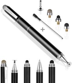 img 4 attached to 🖊️ Penyeah 4 in 1 Disc Stylus Pen for Touch Screens - Universal High Precision Stylus, Compatible with Tablets, iPhone, iPad, Laptops - Includes 4 Replacement Tips - Black