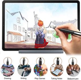 img 3 attached to 🖊️ Penyeah 4 in 1 Disc Stylus Pen for Touch Screens - Universal High Precision Stylus, Compatible with Tablets, iPhone, iPad, Laptops - Includes 4 Replacement Tips - Black