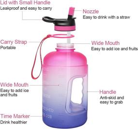 img 2 attached to Opard BPA Free Motivational Water Bottle with Time Marker & Straw - One Gallon/Half Gallon Capacity, Leakproof Water Jug for Sports and Outdoor Activities