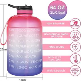 img 3 attached to Opard BPA Free Motivational Water Bottle with Time Marker & Straw - One Gallon/Half Gallon Capacity, Leakproof Water Jug for Sports and Outdoor Activities