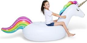 img 3 attached to Jasonwell Inflatable Rideable Pool Toys for Sports & Outdoor Play