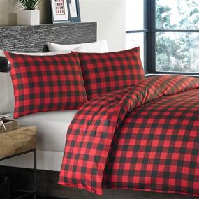 img 1 attached to 🏠 Eddie Bauer Home, Mountain Collection 100% Cotton Duvet Cover Set with Classic Cabin Plaid Pattern, Matching Shams, 3-Piece Bedding Set for King Size Bed, Scarlet Red