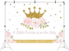 img 3 attached to 🌸 7x5ft Pink Floral Baby Shower Backdrop for Girls - A Little Princess Background for Photography with Gold Crown and Glitter Accents - Perfect for Cake Table Banner and Baby Shower Photo Booth Props