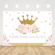 🌸 7x5ft pink floral baby shower backdrop for girls - a little princess background for photography with gold crown and glitter accents - perfect for cake table banner and baby shower photo booth props logo