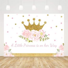 img 4 attached to 🌸 7x5ft Pink Floral Baby Shower Backdrop for Girls - A Little Princess Background for Photography with Gold Crown and Glitter Accents - Perfect for Cake Table Banner and Baby Shower Photo Booth Props