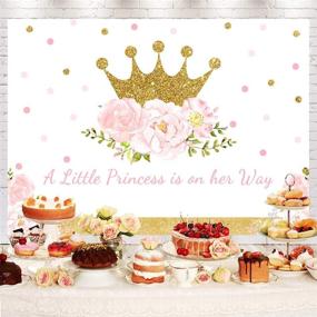 img 2 attached to 🌸 7x5ft Pink Floral Baby Shower Backdrop for Girls - A Little Princess Background for Photography with Gold Crown and Glitter Accents - Perfect for Cake Table Banner and Baby Shower Photo Booth Props
