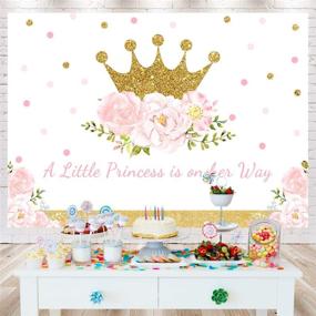 img 1 attached to 🌸 7x5ft Pink Floral Baby Shower Backdrop for Girls - A Little Princess Background for Photography with Gold Crown and Glitter Accents - Perfect for Cake Table Banner and Baby Shower Photo Booth Props