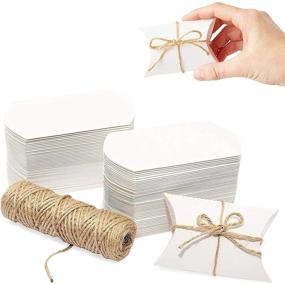 img 4 attached to 🎁 100-Pack Mini Pillow Gift Boxes: Elegant White Boxes with Jute Twine (3.5 x 2.5 x 0.95 Inches)