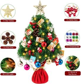 img 2 attached to 🎄 Oyydecor Pre-lit Artificial Mini Christmas Tree 24Inch - Perfect Tabletop Holiday Decoration with 50 LED Lights and Cloth Bag Base