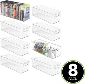 img 3 attached to Efficient Clear Plastic Organizer for Video Games - mDesign Game Storage Holder Bin with Handles for Various Storage Spaces - Hold Discs, Games, Headsets, 8 Pack