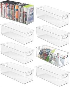 img 4 attached to Efficient Clear Plastic Organizer for Video Games - mDesign Game Storage Holder Bin with Handles for Various Storage Spaces - Hold Discs, Games, Headsets, 8 Pack