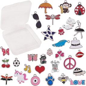 img 4 attached to SUNNYCLUE 1 Box - 30 Stunning Styles, 30Pcs Exquisite Enamel Charms: Silver Plated Alloy Unicorn, Animals, Hearts, Flowers. Jewelry Charm Pendants with Holes for Spectacular DIY Jewelry Making - Necklaces, Bracelets, Anklets, Earrings.