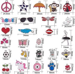 img 3 attached to SUNNYCLUE 1 Box - 30 Stunning Styles, 30Pcs Exquisite Enamel Charms: Silver Plated Alloy Unicorn, Animals, Hearts, Flowers. Jewelry Charm Pendants with Holes for Spectacular DIY Jewelry Making - Necklaces, Bracelets, Anklets, Earrings.