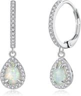 airmoly women's opal dangle earrings - 14k white gold plated opal jewelry gift for girls logo