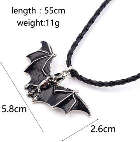 img 3 attached to 🦇 Men's Gothic Bat Necklace - Black Flying Bat Pendant Necklace with 21.65” Chain, Retro Vampire Bat Jewelry, Halloween Bat Necklace on Leather Cord, Punk Animal Bat Gift for Men & Boys