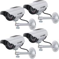 📷 wali solar powered bullet dummy fake cctv dome camera (4 packs) - simulated surveillance with 1 led light, indoor/outdoor security, silver logo