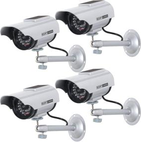 img 4 attached to 📷 WALI Solar Powered Bullet Dummy Fake CCTV Dome Camera (4 Packs) - Simulated Surveillance with 1 LED Light, Indoor/Outdoor Security, Silver